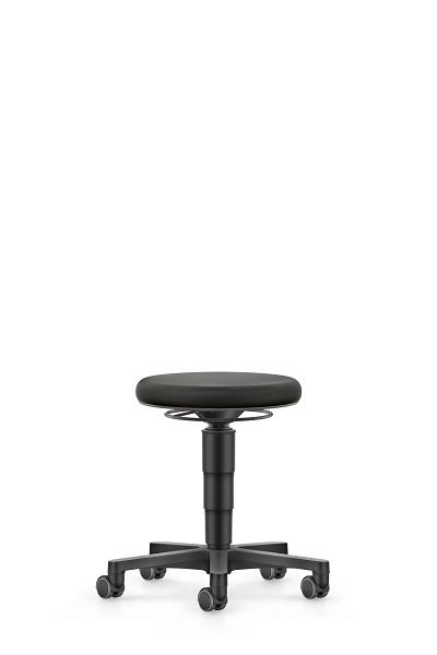 tabouret bimos Allround à roulettes, tissu noir, hauteur d'assise 450-650 mm, anneau de couleur gris, 9463-6801-3278