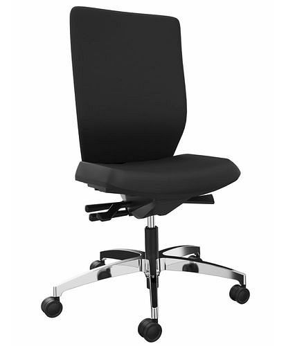 DENIOS Stilo ES chaise de bureau opérateur, technologie Syncro 3D ballance, piètement en aluminium, noir, 292422