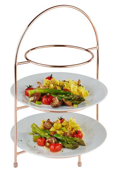 APS support de service, 29 x 19,5 cm, hauteur : 43 cm, métal chromé dur, aspect cuivre, pour 3 assiettes, 33212