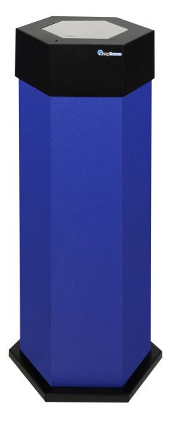 poubelle pivotante Blunt Sixco 1, bleu outremer métallisé, dimensions : 830x325x375 mm (HxLxP), 45 litres, avec clapet en acier inoxydable, 560-045-05