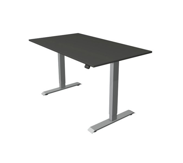 Kerkmann Move 1 table assis/debout blanc/argent, L 1400 x P 800 mm, réglable en hauteur électriquement de 740 à 1230 mm, pied en T argent, anthracite, 10229813