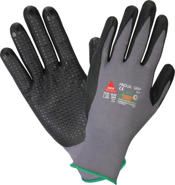 Hase Safety PADUA GRIP, Gants de sécurité à 5 prises, mousse de nitrile à picots, taille : 7, UE : 10 paires, 508150-7
