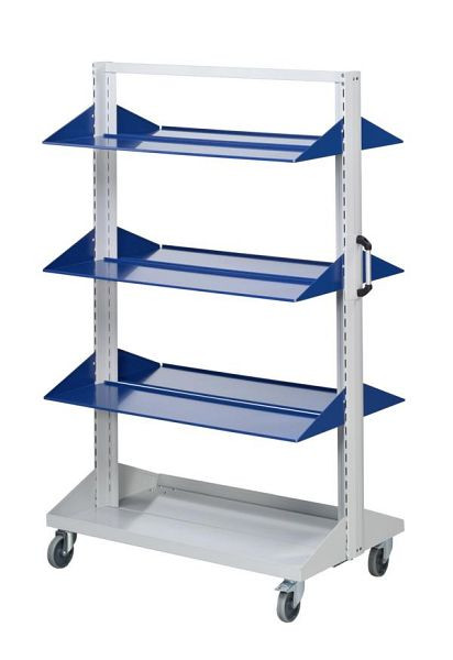 Étagères de voiture de base ANKE droites; 1250 x 720 x 1950 mm; RAL 7035/5010; avec 6 x étagères, droites 350 mm, 962.161
