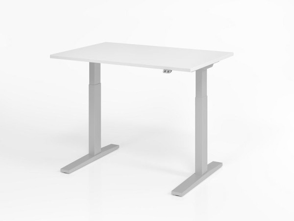 Bureau Hammerbacher XMKA12, 120 x 80 cm, plateau : blanc, épaisseur 25 mm, chant épais en ABS, forme rectangulaire, VXMKA12/W/S