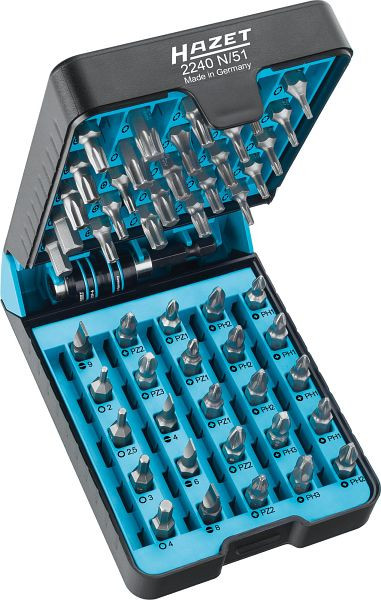 Jeu d'embouts Hazet, profil Pozidriv PZ, 6 pans creux 6,3, profil Phillips PH, profil TORX® inviolable, nombre d'outils : 51, 2240N/51