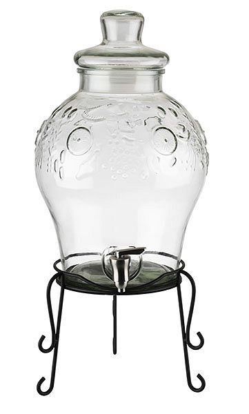 Distributeur de boissons APS -FRUITS-, Ø 25 cm, hauteur : 58 cm, 10,5 litres, récipient et couvercle en verre, joint en polyéthylène, 10415