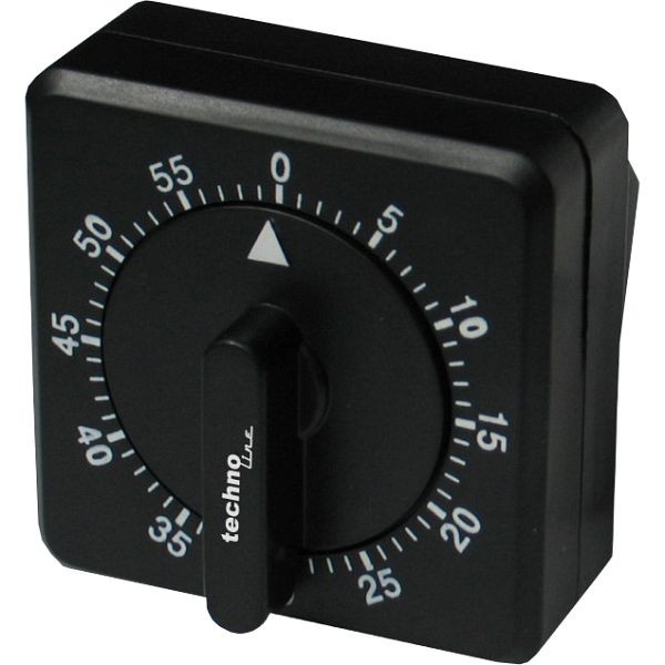 Réveil Technoline à court terme noir, dimensions : 69 x 69 x 40 mm, KZW analogique noir