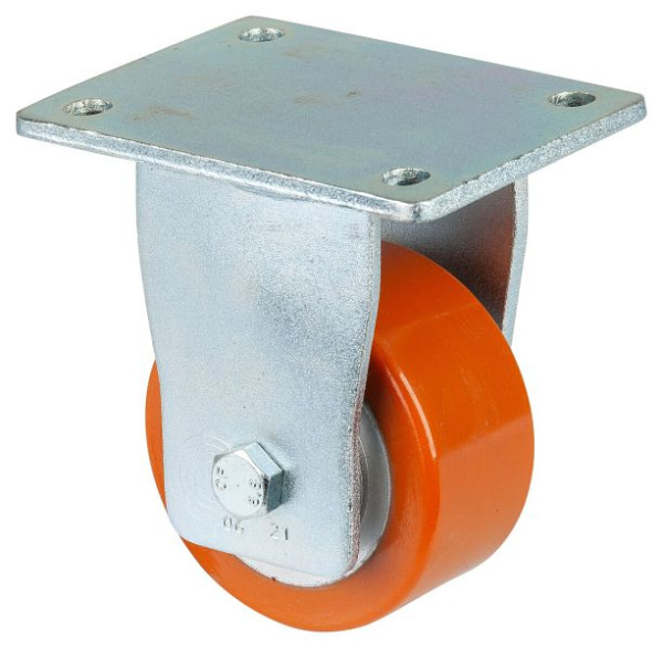 Roues BS Roulette robuste, roulette fixe, largeur de roue 50 mm, Ø roue 100 mm, capacité de charge 400 kg, polyuréthane coulé 95 Shore A, fonte, roulement à billes, RR110.C10.101