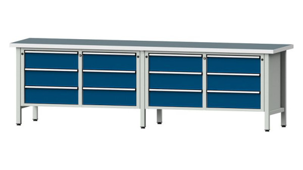 Établis ANKE Établi en caisson, modèle 108 V, 2800 x 700 x 840 mm, RAL 7035/5010, UBP 40 mm, 301.452