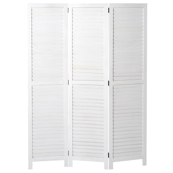 Mendler Paravent HWC-C30, écran de confidentialité pour cloison de séparation, look shabby vintage, 170x120cm, blanc, 62634