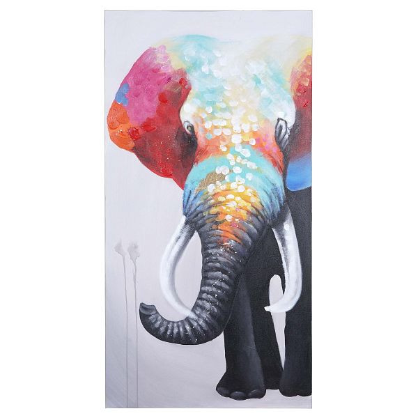 Mendler peinture à l'huile éléphant II, peinture murale 100% peinte à la main XL, 140x70cm, 51282
