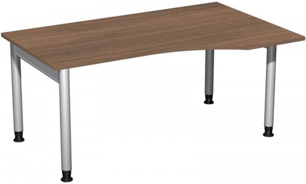 Bureau PC geramöbel droit, réglable en hauteur, 1600x1000x680-820, noyer/argent, N-657311-NS