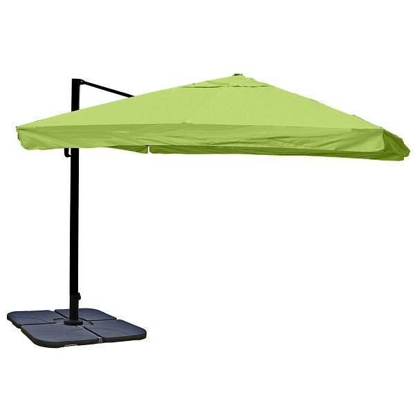 Mendler gastronomy parapluie feu tricolore HWC-A96, parasol, 3x3m (Ø4,24m) polyester/aluminium 23kg, rabat, vert avec support, 138982+31831