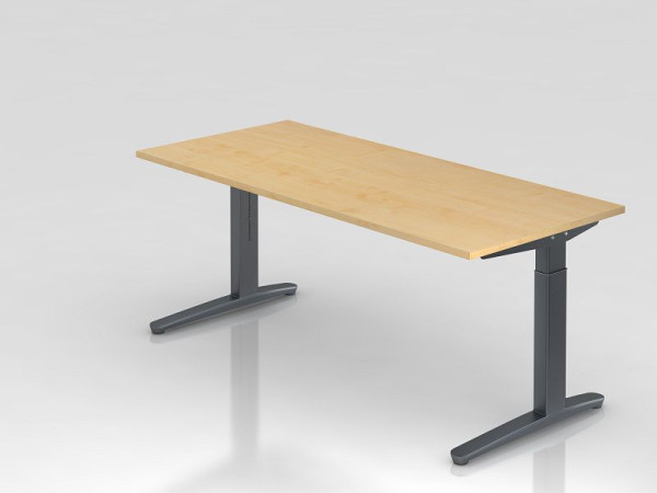Bureau Hammerbacher pied C 180x80cm érable/graphite, forme rectangulaire, VXB19/3/GG