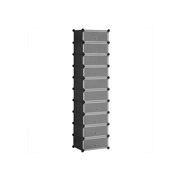 SONGMICS Étagère à chaussures haute plastique noir, LPC10HV1