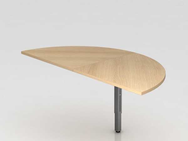 Table à rallonge Hammerbacher 2x quart de cercle/socle carré chêne/graphite, demi-cercle pour fixation sur un bureau, VRA160/E/G