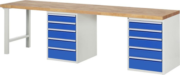 Etabli RAU série 7000 - conception modulaire, 2 conteneurs de sous-structure (5x tiroirs), 3000x840x700 mm, 03-7513A8-307B4S.11