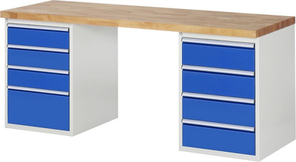 Etabli RAU série 7000 - modèle 7820-3, L2000 x P700 x H890 mm, base système L2000 x P650 x H850 mm, 03-7820A3-207B4M.11