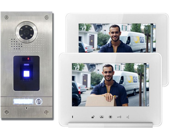 Anthell Electronics Ensemble d'interphone vidéo couleur à empreintes digitales 1 famille avec stockage d'images, avec moniteur 2X 7 ", CKZ1-690S1-2
