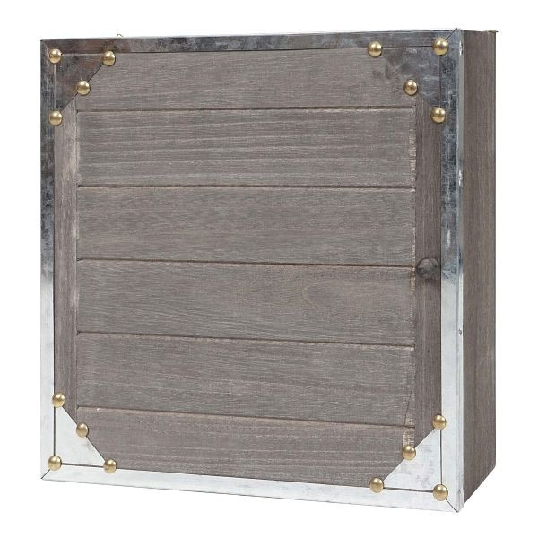 Boîte à clés Mendler Virginia, boîte en bois pour armoire à clés, look shabby vintage 27x27x6cm, gris-brun, 94470