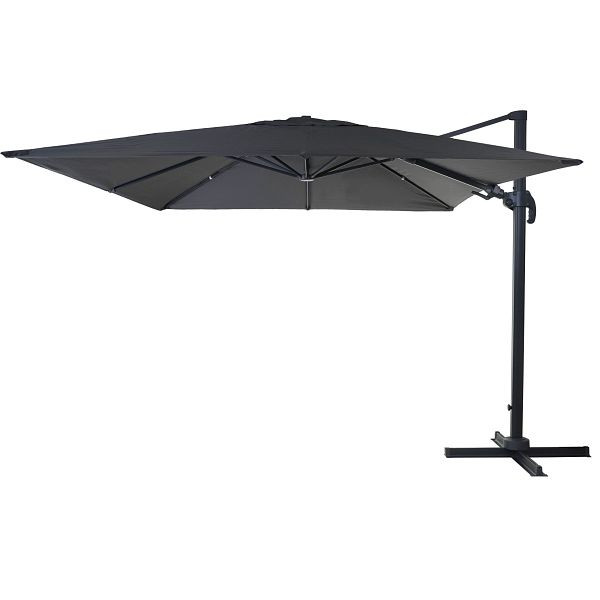 Mendler gastronomy parapluie feu tricolore HWC-A96, 3x3m (Ø4,24m) pivotant, polyester aluminium/acier 23kg, anthracite sans support, rotatif, 158542+122472