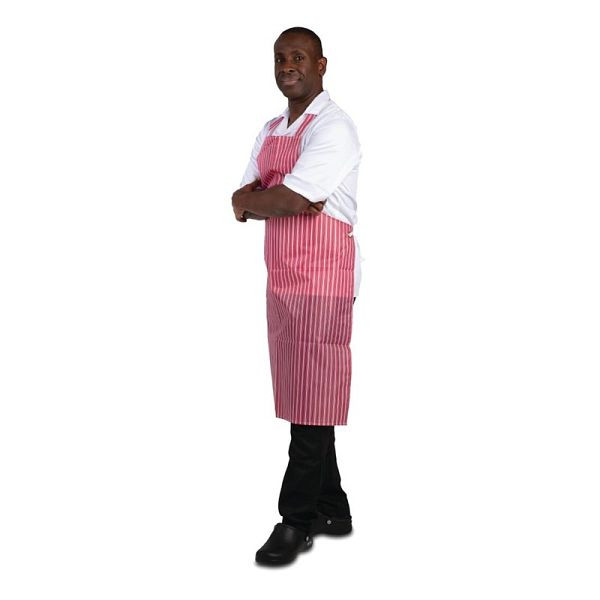 Whites bavette imperméable tablier rouge et blanc rayé, A581