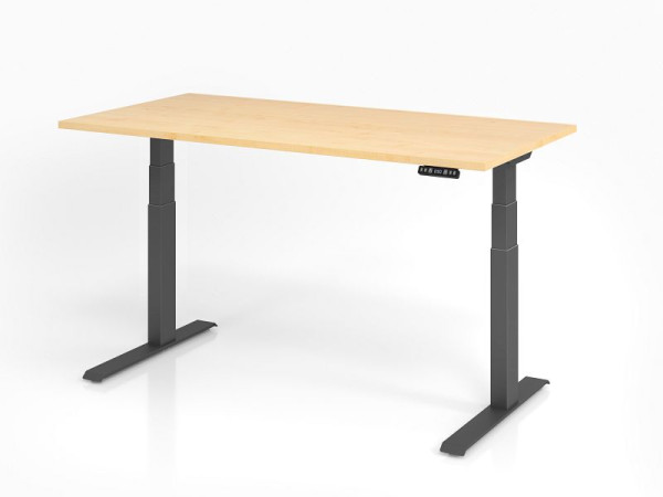 Bureau Hammerbacher XDKB16, 160 x 80 cm, plateau : érable, épaisseur 25 mm, chant épais en ABS, forme rectangulaire, graphite, VXDKB16/3/G