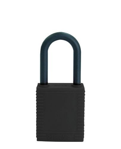 Serrure de sécurité DENIOS avec support en plastique, noir, non conducteur, 209-694