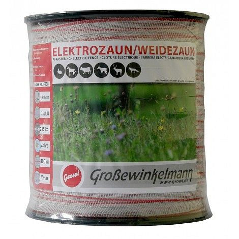 Growi SuperLine large bande, 40 mm, 200 m rouge/blanc, 10050380