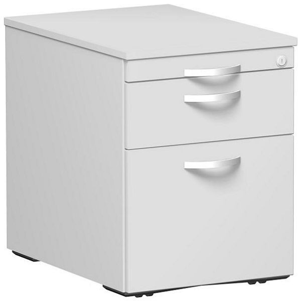 geramöbel conteneur mobile classeur suspendu et 1 tiroir en plastique, guide de tiroir à roulettes en métal, 438x600x565, gris clair/gris clair, S-530152-LL