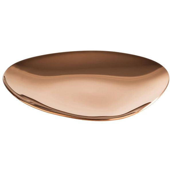 Assiettes APS "PEBBLES", lot de 4, acier inoxydable, revêtement PVD, 9 x 9 cm, hauteur 1 cm, aspect cuivre, 40794