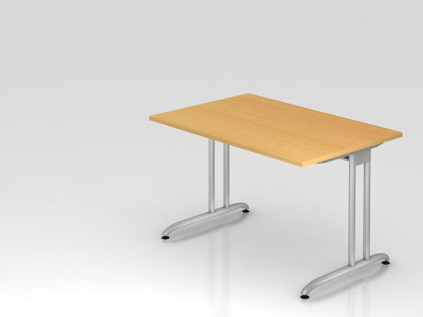 Bureau Hammerbacher piètement C 120x80cm hêtre, chemin de câbles horizontal, hauteur de travail 72 cm, VBS12/6/S