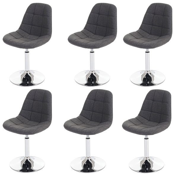 Mendler HWC-A60 ensemble de 6 chaises de salle à manger, chaise pivotante, chrome, textile gris clair, 47842+47842+47842