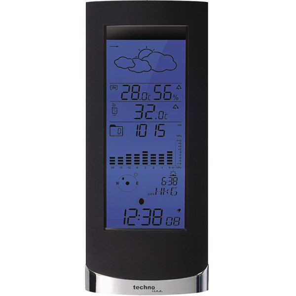 Station météo Technoline, radio-réveil DCF-77 avec possibilité de réglage manuel, dimensions : 100 x 45 x 235 mm, WS 6501