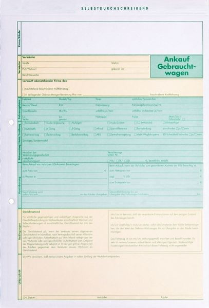 Formulaire Eichner "Achat de véhicules d'occasion", UE : 25 pièces, 9036-00161