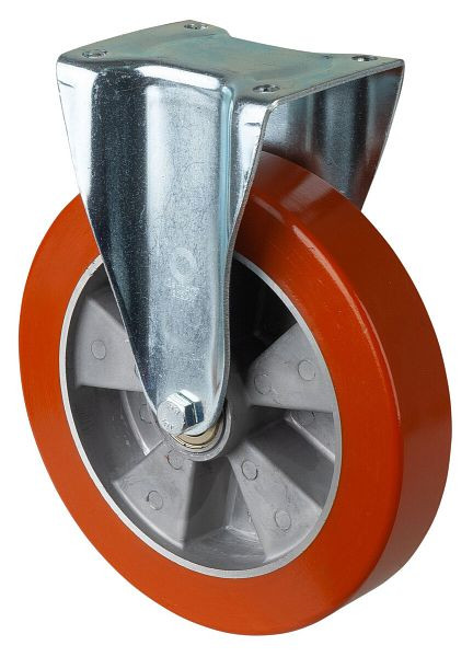 BS Rolls Roulette robuste, roulette fixe, largeur de roue 50 mm, Ø roue 250 mm, 600 kg, polyuréthane coulé 95 Shore A, aluminium, roulement à billes, N110.B90.252