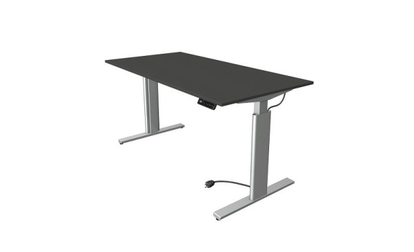 Kerkmann Move 3 table assis/debout argent, L 1600 x P 800 mm, réglable en hauteur électriquement de 720 à 1200 mm, anthracite, 10232913