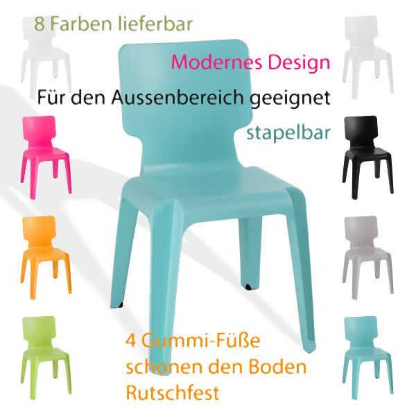 Chaise empilable Metra, chaise en plastique empilable Wait robuste, blanc pur, 13003