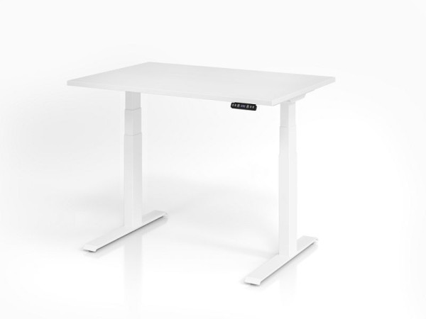 Bureau Hammerbacher XDKB12, 120 x 80 cm, plateau : blanc, épaisseur 25 mm, chant épais en ABS, forme rectangulaire, blanc, VXDKB12/W/W