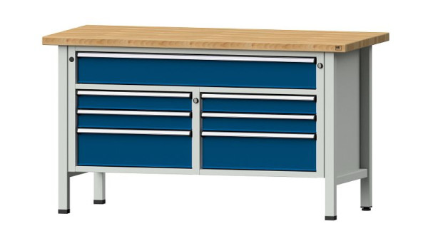 Établis ANKE établi à caissons, modèle 258 V, 1500 x 700 x 840 mm, RAL 7035/5010, BMP 40 mm, 304.128