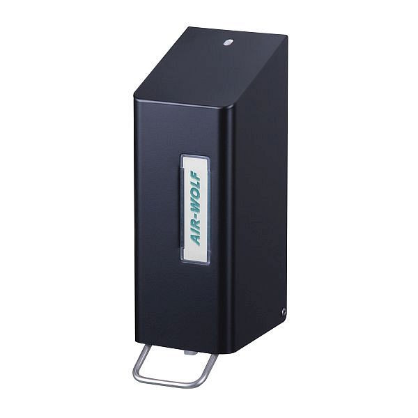 Distributeur de savon et de désinfectant Air Wolf, série Omega, H x L x P : 288 x 97 x 142 mm, acier inoxydable revêtu de noir mat, 29-501