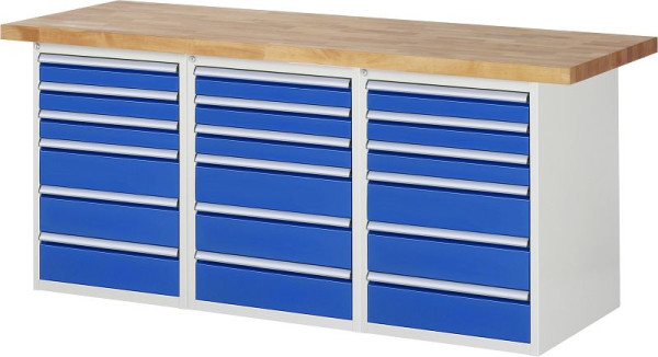 Etabli RAU série 7000 - modèle 7515-4, L2000 x P700 x H890 mm, base système L2000 x P650 x H850 mm, 03-7515A4-207B4M.11