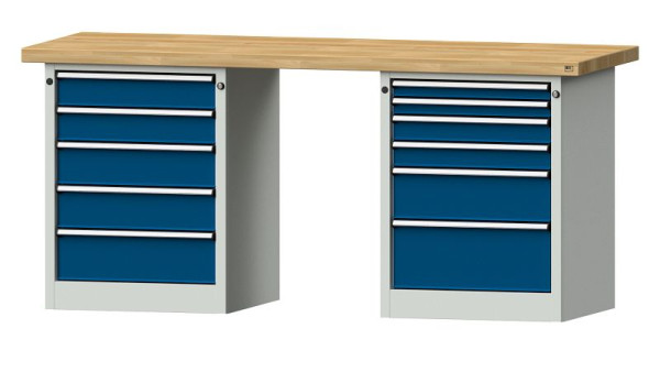 Établis ANKE Établi combiné, modèle 841 V, 2000 x 700 x 900 mm, RAL 7035/5010, BMP 50 mm, 415.115