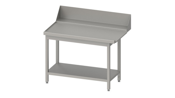 Table d'évacuation Stalgast "Pro", guide panier avec pente, base 1500x750x880mm, côté gauche, dosseret : 200mm, panneau vasque, soudé, VAL15714LA