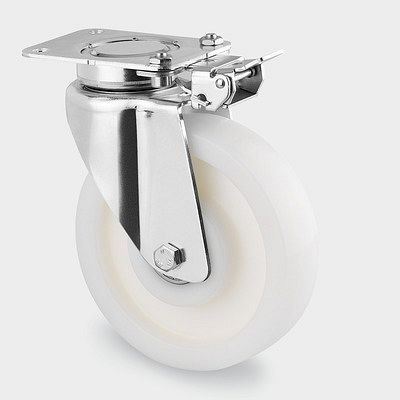 Roulette pivotante TENTE-ROLLEN avec frein, roue Ø 125 mm, hauteur 178 mm, D 75 Shore, avec blocage directionnel, 3641TOP125P63