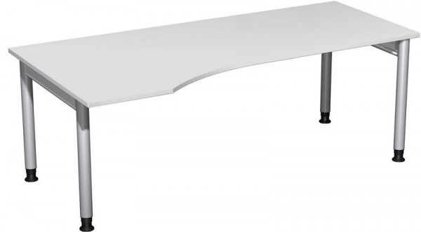 Bureau PC geramöbel gauche, réglable en hauteur, 2000x1000x680-820, gris clair/argent, N-657314-LS
