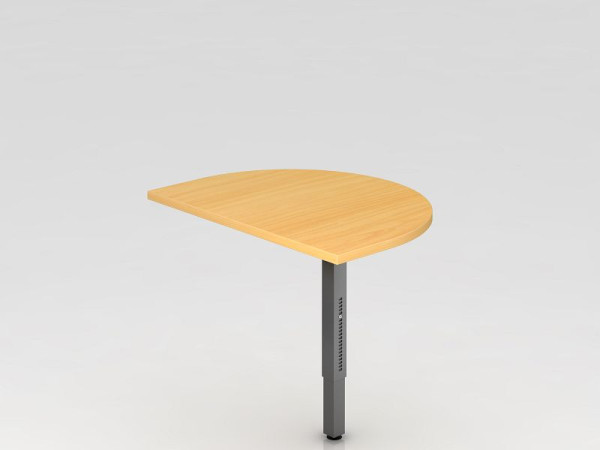 Table à rallonge Hammerbacher avec pied de support, carrée, 60x80cm hêtre/graphite, arrondie pour fixation sur bureau, VRA60/6/G