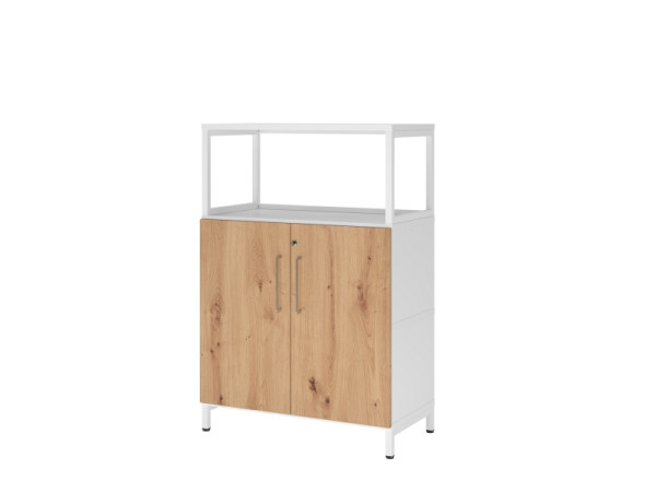 Hammerbacher étagère/portes, 3OH, base, blanc/chêne astre, VFW38T2RU/W/R/BS