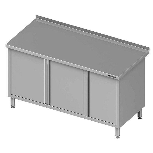 Armoire de travail Stalgast avec portes battantes 2000x700x850mm, avec armoire à portes battantes à droite, avec dosseret, soudée, VAS20707RA