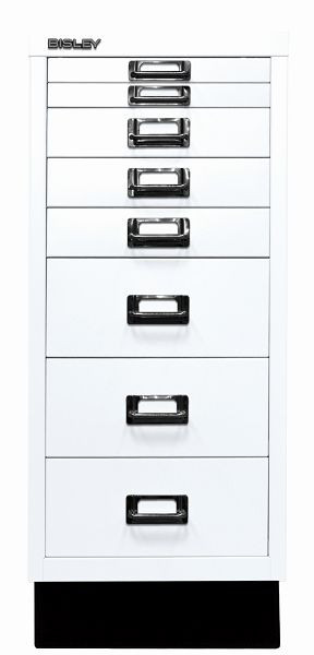 Bisley MultiDrawer™, série 29 avec base, DIN A4, 8 tiroirs, blanc signalisation, L298S696